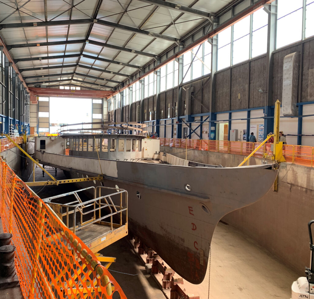SS RHÔNE En rénovation au chantier naval à Ouchy en 2019