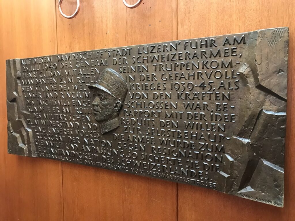 DS STADT LUZERN Plaque commémorative du Rapport du Grütli de 1940