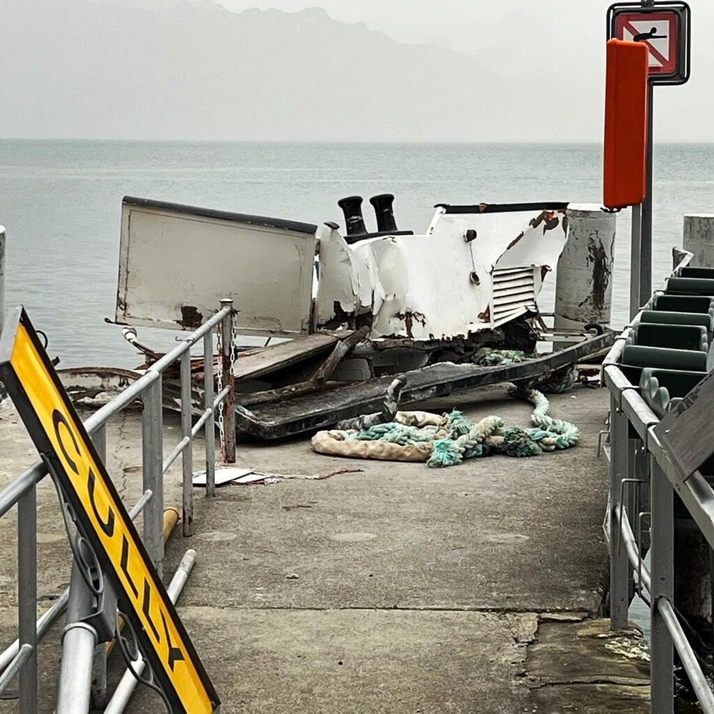 Le débarcadère de Cully garde les traces de la tempête et du SIMPLON